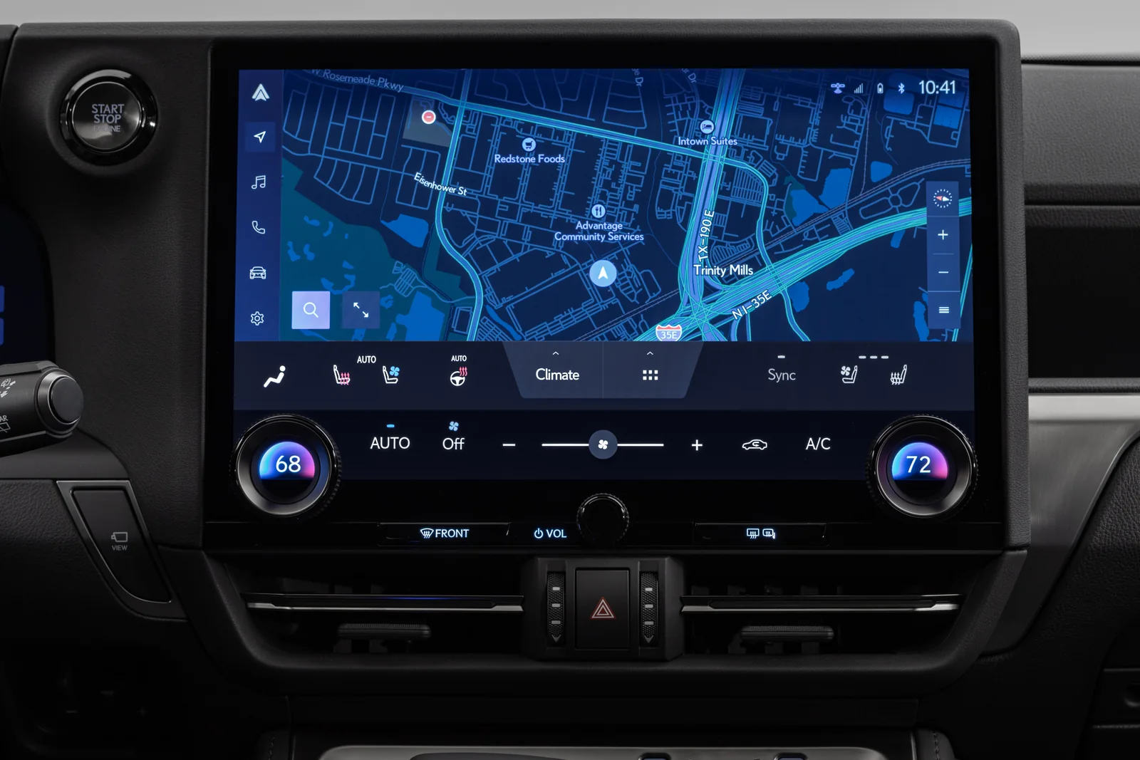 Lexus GX Overtrail center touchscreen showing the navigation map