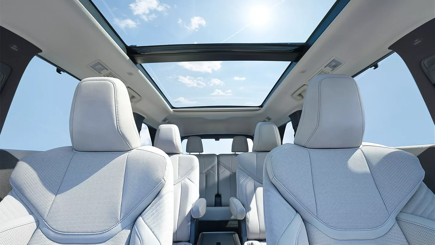 Lexus TZ front seats beneath the panoramic glass roof